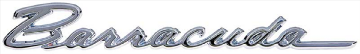 VC404CHR - 1968 Barracuda script fender emblem. All Chrome - Mopar emblem product image