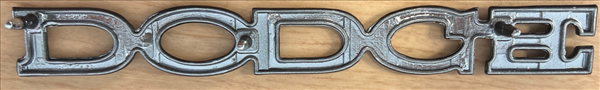 VC64442 - 1969 Dart DODGE Hood and 1971 Trunk emblem. Verify Length. 6 11/16" long x 13/16" tall