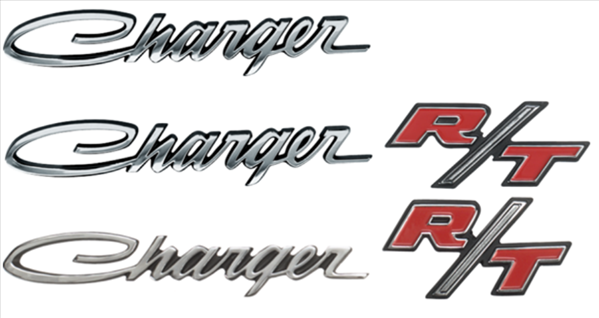 69CHRTSET - 1969 Charger R/T Emblem SET. 6 total emblems listed below and hardware as needed.