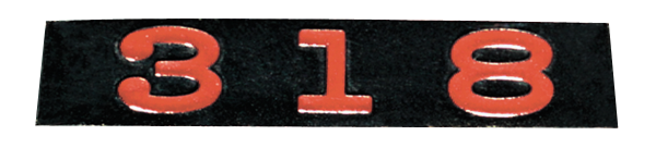 JP105 - Hood ornament foil insert, 1965 Plymouth B-body models with 318 hood ornament, reproduction.