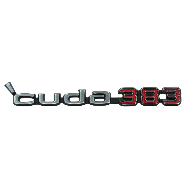 VC226 - 1970 1971 Barracuda 'cuda 383 2 PIN shaker hood scoop emblem. Comes with hardware. - Mopar emblem product image