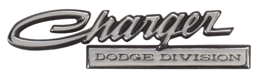 VC0035T - 1971 Charger Dodge Division Decklid Emblem. Adhesive Backed.