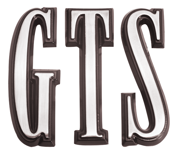 VC184BLK - 1968 Dart GTS Hood and Trunk Lid Letters, Black. Includes mounting hardware.