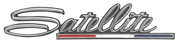 VC5602 - 1968 Satellite Fender Emblem with Red, White, and Blue Bar. - Mopar emblem product image