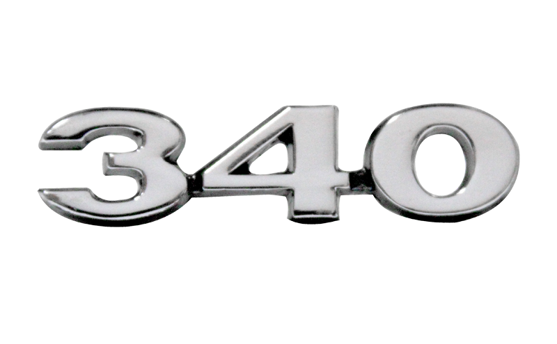 VC340 - 1970 1971 1972 1973 Dart Demon Dart Sport 340 hood scoop nameplate. Made in USA