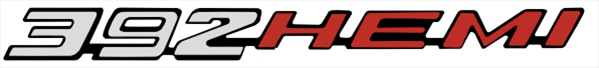 VC392HPS - 2008- Present Challenger Charger Retro 392 HEMI Emblem for Hood, Shaker, or Fender. Silver with Hemi orange.
