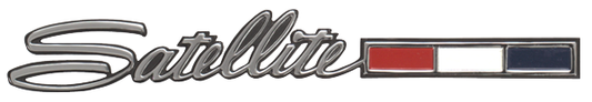 VC4465 - 1966 Satellite Rear Seat and Trunk Lid Emblem with Tri Color Bar. - Mopar emblem product image