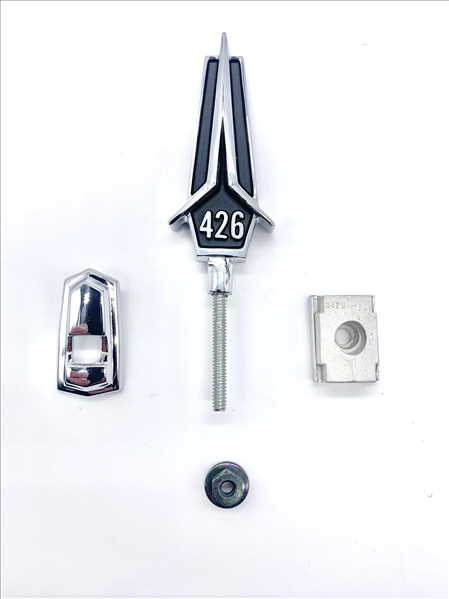 VC5387BLK - 1967 GTX 426 HEMI Hood Ornament. Color : black - Mopar emblem product image