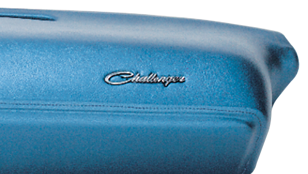 VC70C - 1970 Challenger dash pad emblem. Has 5 mounting pegs on back side.