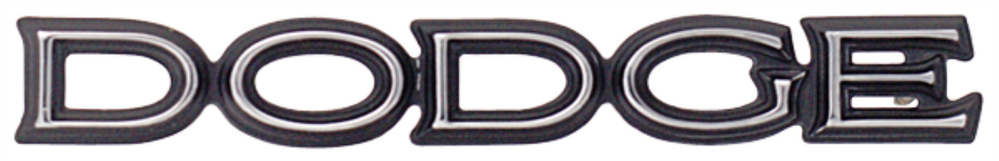 VC765 - 1973-1977 Dodge Models DODGE Trunk Lid Emblem 3811220 Superseded Dodge Emblem from 3443554 November 1973.