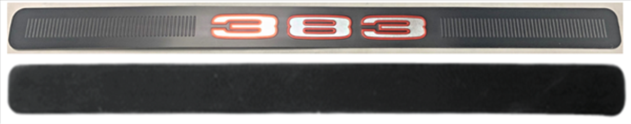 VC8653383 - 1970 Road Runner and GTX Back of Hood 383 Emblem with Backing Plate.