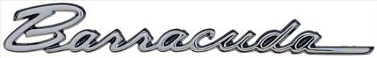 VC0876 - 1968 Barracuda Trunk Lid emblem. Chrome with Black Edges Attaches by 3 pins. Made in USA