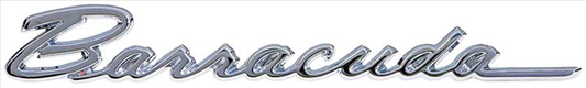 VC0876CHR - 1968 Barracuda Trunk Lid emblem. All Chrome. Attaches by 3 pins. - Mopar emblem product image