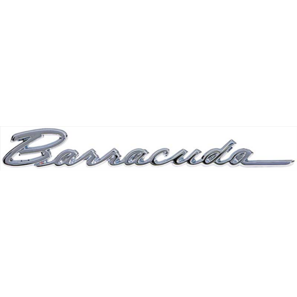 VC404CHR - 1968 Barracuda script fender emblem. All Chrome - Mopar emblem product image