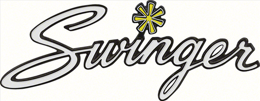 VC419 - 1970-1975 Swinger FENDER / QUARTER / TRUNK emblem. Four stud emblem. Fits various years fender, quarter and trunk.  See below for fitment.