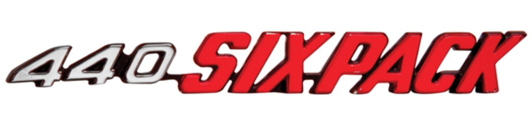 VC2491 - 1970-1971 Challenger Drivers Side 440 Six Pack Emblem for models with a Shaker hood. - Mopar emblem product image