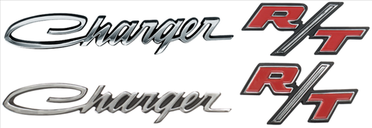 69CHRTSET - 1969 Charger R/T Emblem SET.  6 total emblems listed below and hardware as needed.