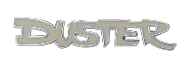 VC0304 - 1972-1976 Duster nameplate mounts on the rear tail panel and fenders. Order 3 per car as needed.