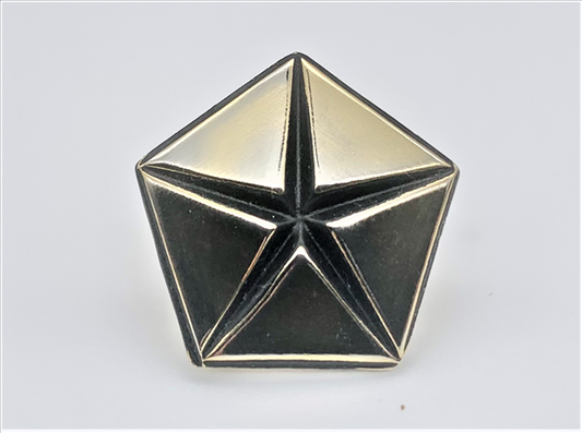 VC5798 - 1963-1966 A B C-body models Pentastar emblem.  Fits Passenger side Fender on various Mopar models.  Constructed of Brass plated metal as original.