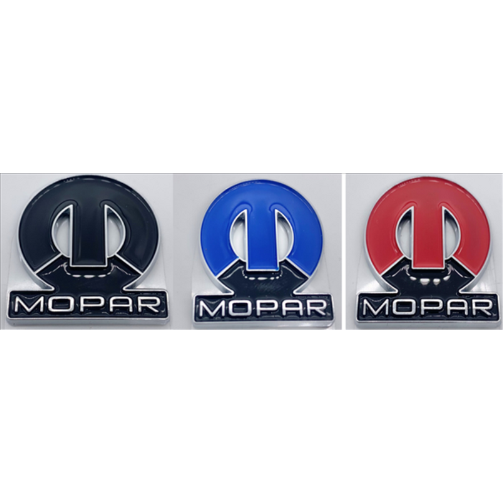 MY4SET - The Perfect Modern or Classic Emblem. Mopar M emblem with Adhesive Backing. Color : Blue, Red and Blk. One of each color. - Mopar emblem product image
