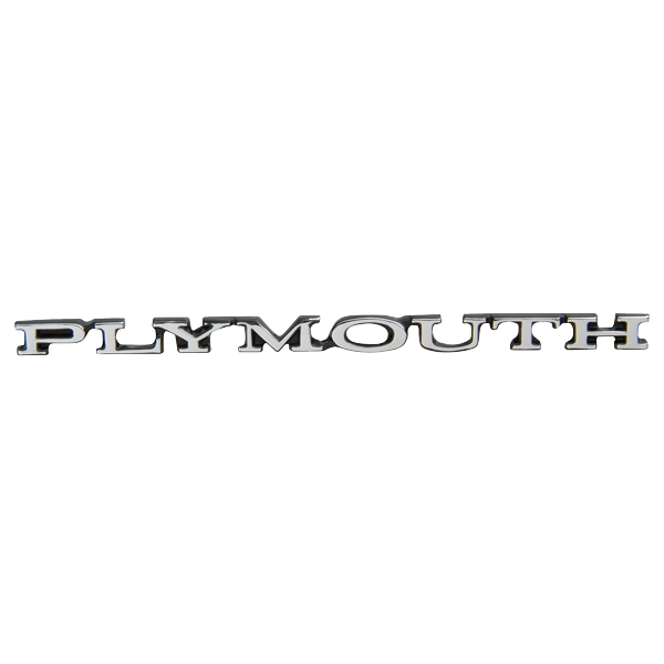 VC8042 - Plymouth hood nameplate for 1970 Road Runner, GTX, and 1971 Barracuda models. 3 Pin.  5-9/16" Long 3 pins.