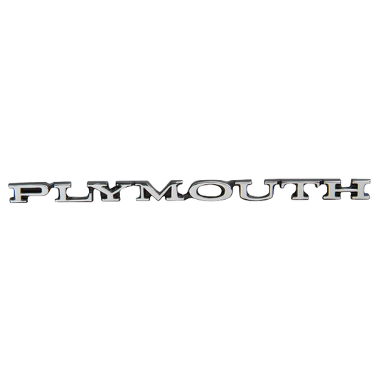 VC8042 - Plymouth hood nameplate for 1970 Road Runner, GTX, and 1971 Barracuda models. 3 Pin.  5-9/16" Long 3 pins.