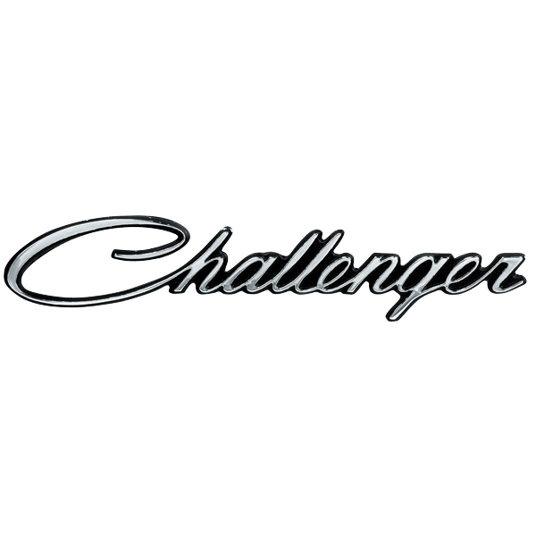VC938 - 1970-1974 Challenger emblem adhesive backed.  Fits 1970 Fender, Decklid, 1971 Fender, Tail Panel and 1972-1974 Quarter Panel.