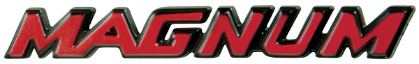 P3691667 - 1974 Charger Rallye MAGNUM hood emblem with power bulge hoods.