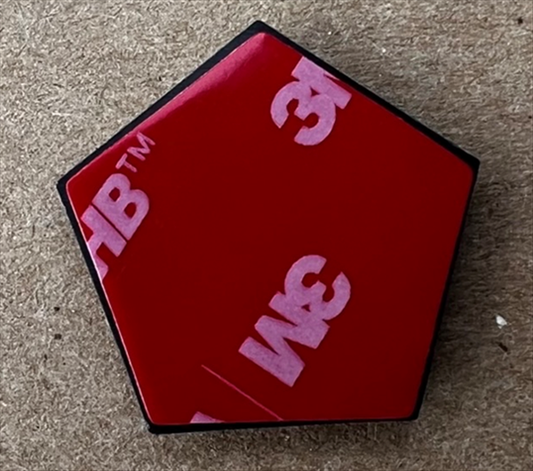 MY2TGLD - 1967- Current Mopar OE Gold MOPAR Pentastar emblem. Adhesive Backed. Fits Passenger side Fender on various Mopar models. Constructed of black plastic with gold foil face.