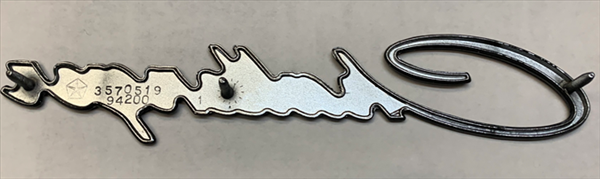 VC0519 - 1971 Challenger Tail Panel Emblem. This emblem has the PROPER pin placement for 
1971 models only.  Includes hardware.