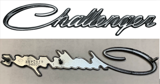 VC0519 - 1971 Challenger Tail Panel Emblem. This emblem has the PROPER pin placement for
1971 models only. Includes hardware.