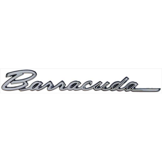 VC0876 - 1968 Barracuda Trunk Lid emblem. Chrome with Black Edges Attaches by 3 pins. Made in USA - Mopar emblem product image
