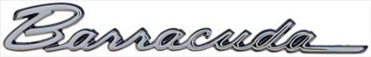 VC0876 - 1968 Barracuda Trunk Lid emblem.  Chrome with Black Edges Attaches by 3 pins.  Made in USA