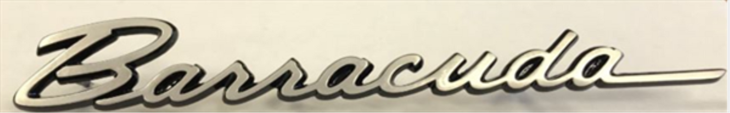 VC0876B - 1968 Barracuda Trunk Lid emblem. Brushed finish with Black edges.  Attaches by 3 pins.