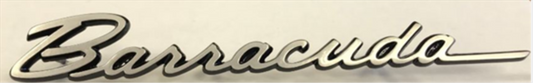 VC0876B - 1968 Barracuda Trunk Lid emblem. Brushed finish with Black edges. Attaches by 3 pins.
