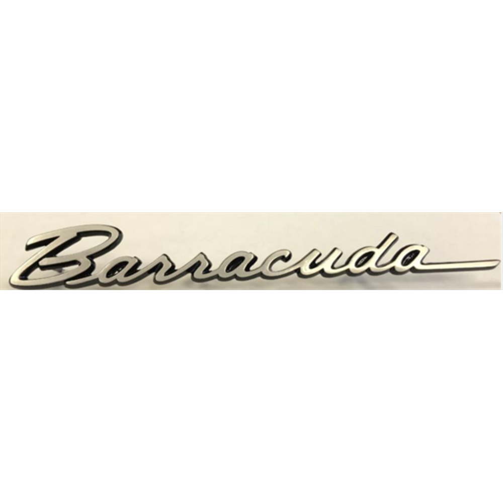 VC0876B - 1968 Barracuda Trunk Lid emblem. Brushed finish with Black edges. Attaches by 3 pins. - Mopar emblem product image