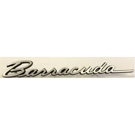 VC0876B - 1968 Barracuda Trunk Lid emblem. Brushed finish with Black edges. Attaches by 3 pins. - Mopar emblem product image