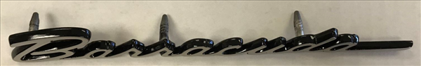 VC0876B - 1968 Barracuda Trunk Lid emblem. Brushed finish with Black edges. Attaches by 3 pins. - Mopar emblem product image