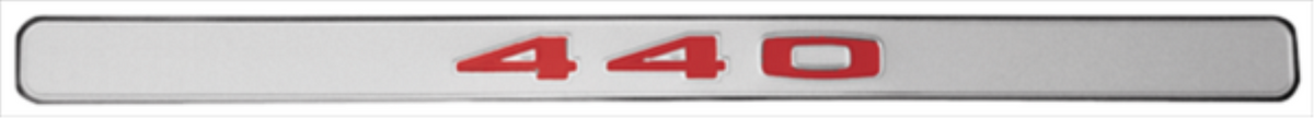 VC127 - Back-of-hood emblem, 1970 Road Runner and GTX, 440 lettering, reproduction. - Mopar emblem product image
