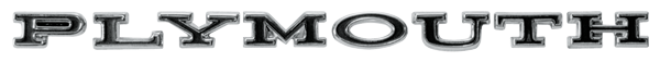 VC158 - P-L-Y-M-O-U-T-H tail panel letters for 1970 Belvedere / Road Runner / GTX and 1966 Belvedere station wagon models. PLYMOUTH  REPRO
