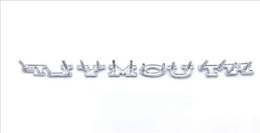 VC158 - P-L-Y-M-O-U-T-H tail panel letters for 1970 Belvedere / Road Runner / GTX and 1966 Belvedere station wagon models. PLYMOUTH REPRO