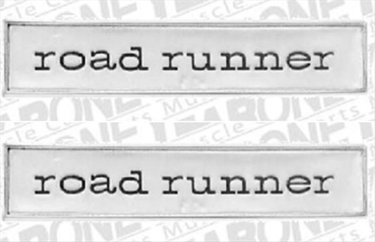 VC161P - 1968 1969 road runner door, dash, or decklid emblem pair. Includes hardware