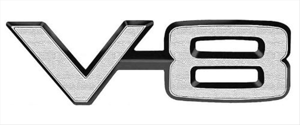 VC9748 - 1966 1967 1968 1969 1970  V8 Fender emblem.  Retainers included.