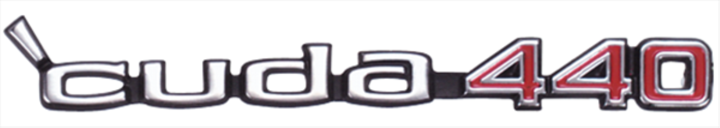 VC179 - 1970 1971 2 PIN Cuda Rallye dual scoop or Shaker Hood  'cuda 440 emblem.  3462272  Includes retainers.
