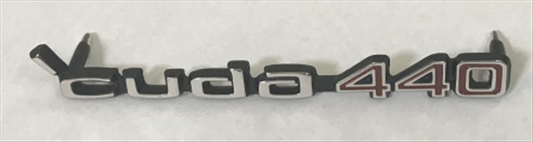 VC179 - 1970 1971 2 PIN Cuda Rallye dual scoop or Shaker Hood 'cuda 440 emblem. 3462272 Includes retainers.