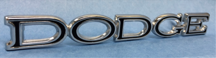 VC1813 - 1969 Dodge Dart Reproduction DODGE trunk lid emblem . This is for cars that do not have a DODGE molding or finish panel. 2901813 2 pin emblem and 6 5/8" long x - Mopar emblem product image