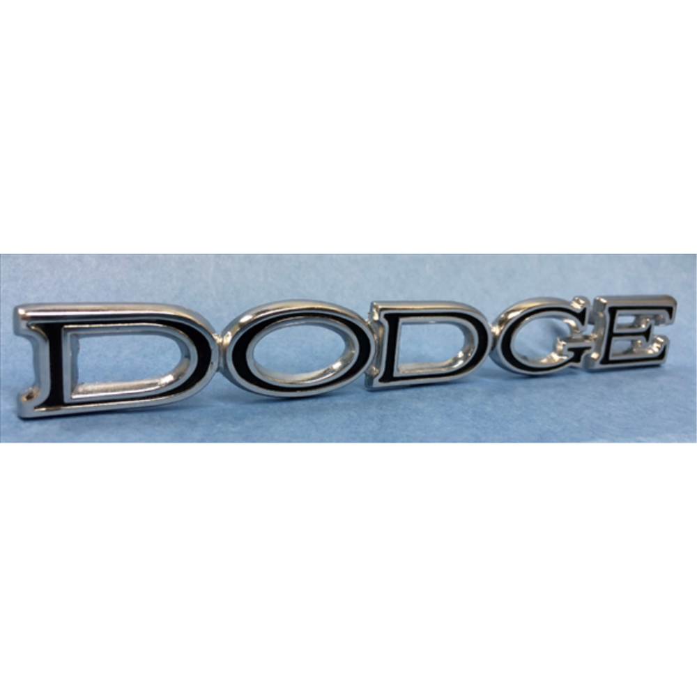 VC1813 - 1969 Dodge Dart Reproduction DODGE trunk lid emblem . This is for cars that do not have a DODGE molding or finish panel. 2901813 2 pin emblem and 6 5/8" long x - Mopar emblem product image