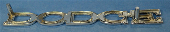 VC1813 - 1969 Dodge Dart Reproduction DODGE trunk lid emblem .  This is for cars that do not have a DODGE molding or  finish panel.  2901813   2 pin emblem and 6 5/8" long x 13/16" tall
