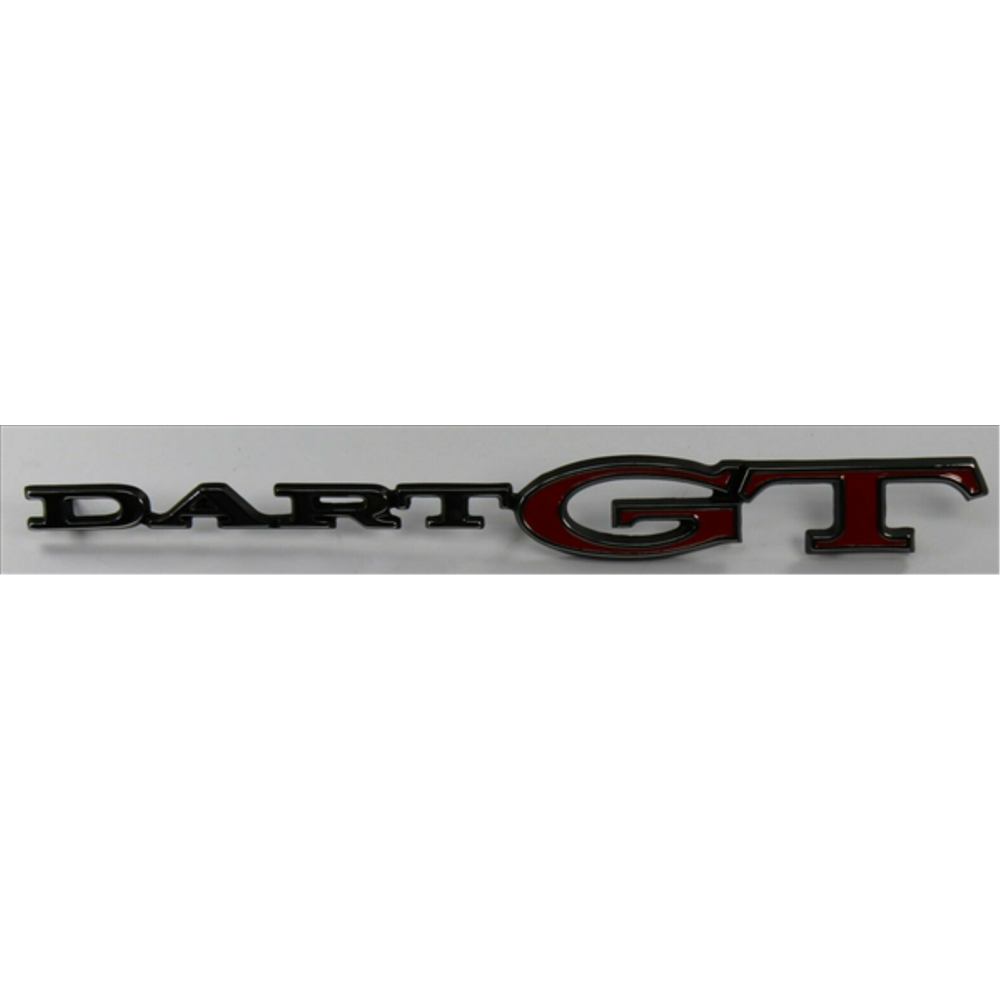 VC1896 - 1969 Dart GT Quarter Panel Emblem. Includes Hardware. Features Chrome Dart with Red GT attached. - Mopar emblem product image
