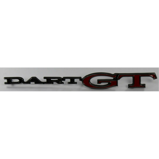 VC1896 - 1969 Dart GT Quarter Panel Emblem. Includes Hardware. Features Chrome Dart with Red GT attached. - Mopar emblem product image
